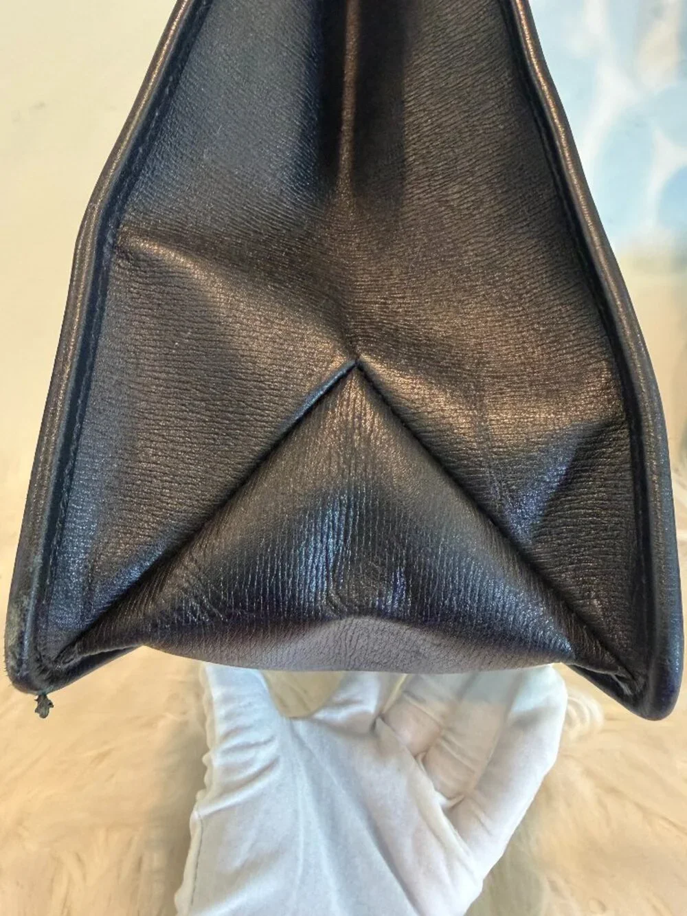 Vintage Gucci Black Structured Leather Tote Bag